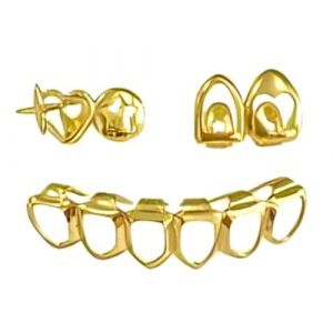 1 Ensemble Dents D&eacute;coratives Hip Hop,Dents Hip Hop,Amour Hiphop D&eacute;coration,pour la Bouche Haut Bas,pour la F&ecirc;te des Hommes et des Femmes,Halloween Cosplay,Bal(Dor&eacute;) (SSyang, neuf)