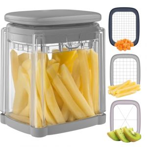 Vihoom Coupe Frites Manuel, Coupe Frite Rapide avec 3 Lames en Acier Inoxydable, Coupe Pomme de Terre pour Frite, Coupe Legumes Multifonctions Parfait pour Fruits et Légumes (PETERTOS Kft., neuf)