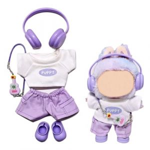 Lot de 5 v&ecirc;tements pour Labubu - Jolie Tenue pour Labubu poup&eacute;e de 17 cm - V&ecirc;tements et Accessoires - Chaussures (sans poup&eacute;e) - Violet (Wishdeal, neuf)