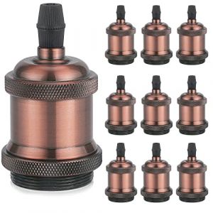 DiCUNO Vintage E27 douille de lampe, Edison retro suspension lampe, Solide c&eacute;ramique adaptateur, 10 Pi&egrave;ces cuivre rouge socket (DiCUNO EU Direct, neuf)