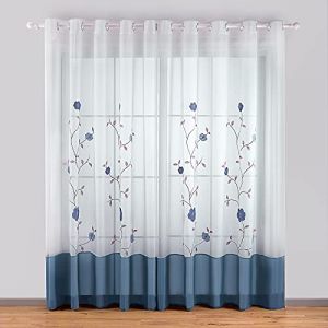 SIMPVALE 2 Pièce Rideaux Voilage, Bleu 140cmx245cm Polyester à Œillet Voilages Intérieurs Voilage Fenêtre pour Salon Chambre Bureau Transparent Panneaux Élégante Décoration (Gazelle E-Commerce, neuf)