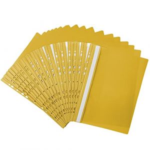 Netuno 20x chemise à lamelle perforée jaune A4 dossier rapide chemise à levier en plastique classeur en plastique classeur rapide A4 chemise de présentation chemise avec couverture transparente (netuno, neuf)