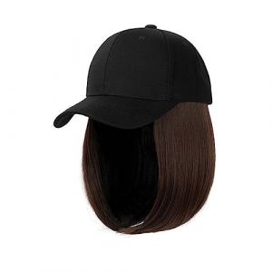 Bonnet de perruque Synthétique Réglable Noir Chapeau Perruques Court Bob Droite Casquette De Baseball Perruque Connexion Extensions De Cheveux for Les Femmes Chapeau de perruque(9) (haikouhua, neuf)