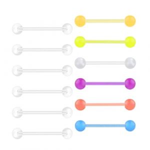 Besyvvin 12pcs piercing plastique langue 16mm piercing mamelon flexible plastique piercing langue mamelon barbell (WeSiwon, neuf)