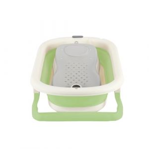 Baignoire Bébé Pliable avec Transat de Bain Pour Bebe et Thermomètre Intégré - Baignoire Enfant avec Siege de Bain pour Bebe - baignoire Bebe Sur Pied - 0 à 24 Mois (Vert, 43x71x18.5cm) (hlang EU, neuf)