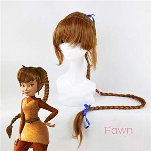 Perruque Peter Pan Fawn Fée Clochette et la fée pirate 120 cm de long braides synthétiques pour adulte + bonnet de perruque (good stuff A, neuf)