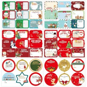 Kalolary &Eacute;tiquette Cadeau No&euml;l, &Eacute;tiquettes Adh&eacute;sives en Papier Vacances Cadeau Autocollant Sapin Renne P&egrave;re No&euml;l Autocollants en Motif pour &Eacute;tiquette de Paquet D&eacute;coration (96 Pi&egrave;ces) (EU-Pangood, neuf)