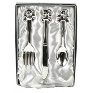 Baby Gift Ideas - Coffret Cadeau de Naissance / Baptême - Set de Couverts en Argent Plaqué - 18 x 12.6 x 2.4 cm (Universal Exports 2015, neuf)