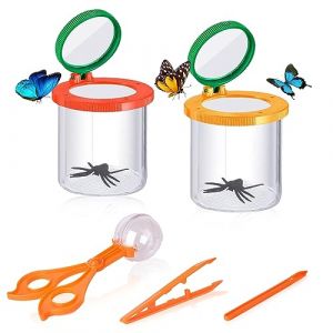 RYAN 2 Pièces Boite a Insecte pour Enfant Boite Loupe Insecte Boite a Insecte avec Pince à épiler en Plastique Kit Exploration Enfant pour Enfants Outil d'Exploration de Sciencec Nature (FRLENGG, neuf)