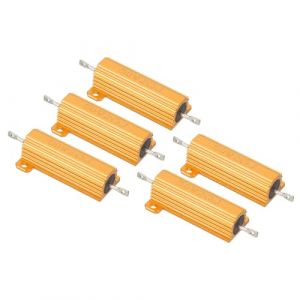 PATIKIL Résistance de Coque en Aluminium de 50W 2 Ohm, 5 Pcs Résistance de Boîtier en Aluminium Résistance à Fil Résistif à Visser Résistance de Puissance à Tolérance de 5%, Dorée (PATIKIL UK, neuf)