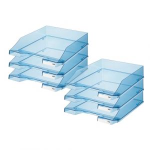 HAN 1026-X-26, Corbeille &agrave; courrier KLASSIK, moderne, &eacute;l&eacute;gante, transparente et de haute brillance. Lot de 6 unit&eacute;s, bleu transparent. (MrPackage, neuf)