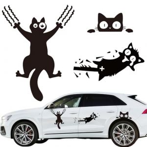 3 Pi&egrave;ces Autocollants de Voiture Chats, Chat Sticker Autocollant Vinyle Automobile D&eacute;coration Ext&eacute;rieure D&eacute;corations de Voiture Accessoires Decal pour SUV Camion Moto Portes Murs Ordinateur Portable (Mxcwir EU, neuf)