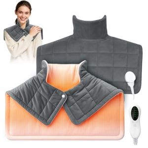 1.2kg Coussin Chauffant Cervicales per Collo e Spalle, Coussin Cervicales Chauffant avec 10 Livelli di Calore, 3 Timer, Spegnimento Automatico, Lavabile - Tour de Cou Chauffant Ideale per Donne (Gris) (Roserrose, neuf)