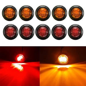 BOOMBOOST Lot de 10 Feux de Position lat&eacute;raux Ronds de 3/4 Pouces, 3 LED Feux de Position lat&eacute;raux &eacute;tanches 24 V universels pour remorque de Voiture, Camion, Bus, Van (jaune5 + rouge5) (VIGORTHRIVE, neuf)