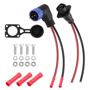 CERRXIAN Connecteur rapide pour moteur de p&ecirc;che &agrave; la tra&icirc;ne &agrave; courant continu &eacute;tanche, 90&deg;, 2 p&ocirc;les, 8 AWG, 50 A, 12 V/24 V/36 V/48 V, m&acirc;le et femelle (CERRXIAN, neuf)