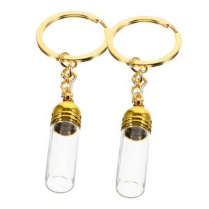 VICASKY 2pi&egrave;ces Porte-cl&eacute;s Flacon Verre Pendentif Petites Fioles &agrave; Souhaits Pot de Rangement Verre Porte-parfum Compact (Belicious Helper, neuf)