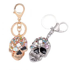 2 Pi&egrave;ces de Porte-cl&eacute;s T&ecirc;te de Mort, Porte-cl&eacute;s T&ecirc;te de Mort Halloween, Accessoires de Sac, Convient au Porte-cl&eacute;s de Voiture (Or, Argent) (Vastsea, neuf)