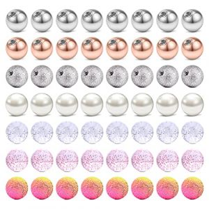 D.Bella Lot de b&acirc;tons de piercing pour tragus, cartilage, h&eacute;lix, langue, t&eacute;ton, boules de rechange pour labret, labret, l&egrave;vre, 4 &agrave; 20 mm, bijoux de piercing M&eacute;duse, conque, Acier inoxydable (D.Bella, neuf)