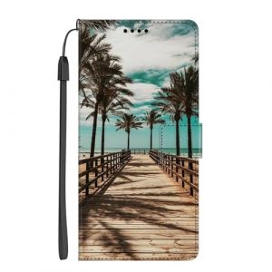 EuoDuo Coque Compatible avec Honor 70 Lite 5G / Honor X8 5G / Honor X6 &Eacute;tui Rabattable Motif Ensoleill&eacute; Paradis Housse Antichoc Cuir PU Portefeuille Pochette Magn&eacute;tique &agrave; Clapet Flip Case (VLQI, neuf)