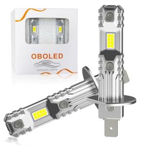 OBOLED Ampoule H1 LED 60W 400% Plus Lumineux Plug and Play 1:1 Remplacement Halogène Voiture LED H1 Phares Feux de Route et de Croisement Feux Anti-brouillard 6000K Blanc 2 Pièces (Beixiao, neuf)