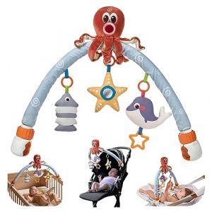 TUMAMA Arche de Jeux Bébé Voyage pour Poussette,Suspendre Hochet Jouets Cadeaux pour Tout-Petits,éveil de Jeux Bébé Jouets avec Son,Arche d'Activités Multi Supports pour Bébé Siège de Voiture Berceau (AoShuo, neuf)