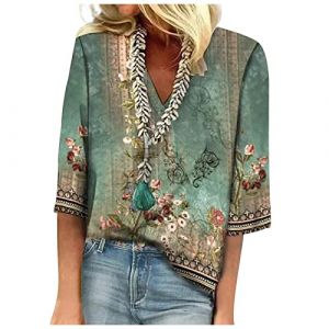 Chemise Grise Femme Chemise Nuit Longue Coton Blouse A Dentelle Femme Tee Shirt Rayures Blouse Femme Coton Lin Robe Chemise Femme Blouse Soie Légère Femme Top Blanc Col V Blouse Femme De (jiajialongbaihuo, neuf)