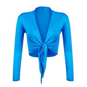 Glamexx24 Bol&eacute;ro court pour femme - Cardigan &eacute;l&eacute;gant - Bol&eacute;ro de soir&eacute;e - Bol&eacute;ro de mariage - &Agrave; manches longues, bleu moyen, L/XL (Glamexx24&reg;, neuf)