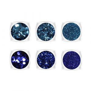 YOFASEN 6 pcs Chunky Glitter Visage Glitter - Nail Art Accessoires Paillettes Artisanat Sequin Mixte Set Joue Maquillage L&egrave;vres DIY D&eacute;cor Paillettes, Bleu Violet (YOFASEN, neuf)