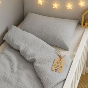 Totsy Baby Mousseline Housse de Couette Enfant 120x90 cm - Coton Linge de lit pour Enfants Parure avec Housses de Couette 90 x 120 cm et taie d’Oreiller 40 x 60 cm pour bébé Lits Certificat Oeko-Tex (ASE Spółka Akcyjna, neuf)
