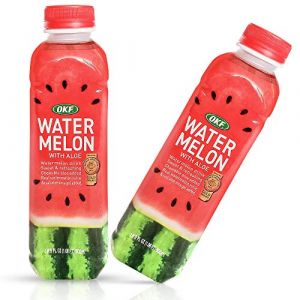 OKF Boisson à l'aloe vera à la pastèque, véritable jus et gel, 500 ml (lot de 6) (Encas d'Asie, neuf)