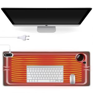 Sous-main chauffant : WIYETY 80 x 33 cm Tapis de souris chauffant, sous-main chauffant imperm&eacute;able 5 niveaux de chauffage, arr&ecirc;t automatique 4 heures, sous-main marron chauff&eacute; (CAUSEWAY CONSTRUCTINO, neuf)