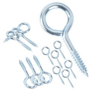 Qrity 20 Pièces Vis à Oeillet 20mm, à Bague Auto-Taraudeuse, Oeillets Ronds, Crochet en Métal Pour le Bois, La Fixation de Fils, la Décoration Intérieure et Extérieure (Qrity, neuf)