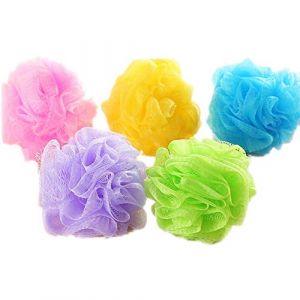 TRIXES Lot de 5 Fleurs de Douche Exfoliantes de Couleurs Variées Savonnage Facile pour le Corps, Eponge Douche et Durable, Maille Moussante Fleur de Douche Lavable, Exfoliation du Corps (Digiflex FR, neuf)