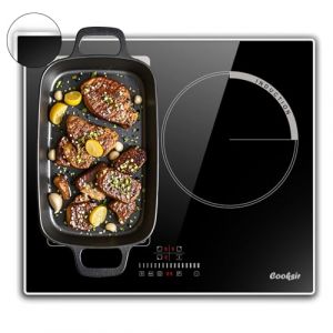 Cooksir Plaque Induction 3 Feux avec Cadre, Table de Cuisson Induction 60cm Encastrable, 6800W, Commande Tactile à Curseur, Bord Inox, Zone Flexibles pour le Grille, Sans Fiche, 240V (Cooksir-FR, neuf)