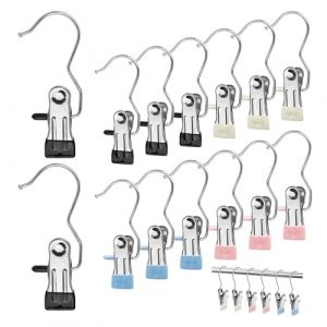 YSDMY Crochet à Linge Portable Métal 24 Pièces Multicolores Crochet à Linge Rotatif à 360° Portable Blanchisserie Crochet，Antidérapant Pince a Linge INOX Pinces à Linge (Noir, Bleu, Rose, Beige) (YiShengDaShangMao, neuf)