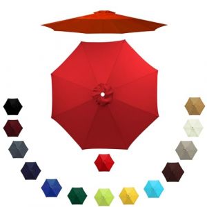 Auvent de Remplacement pour Parasol 6 Baleines/8 Baleines, Remplacement Toile de Parasol 2m/2.3m/2.7m/3.0m, Housse de Rechange pour Parasol D'extérieur, Polyester Anti UV(Rouge,2.0m/8 Arms) (LYLSD, neuf)