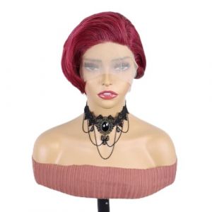 Perruque courte Bob for femme, cheveux humains, perruque courte Bob droite de 8 pouces, perruque sans colle en dentelle transparente 13x1, avec cheveux de bébé, for femme noire, perruque Pixie Cut.(Wi (MYDZSWZX, neuf)