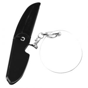 OSALADI Petit Peigne &agrave; Barbe Pliable Petit Format Dents Fines Porte-Cl&eacute;s Multifonction Miroir Ovale Design Compact pour Homme pour Voyage et Retouches Rapides (Original MJW, neuf)
