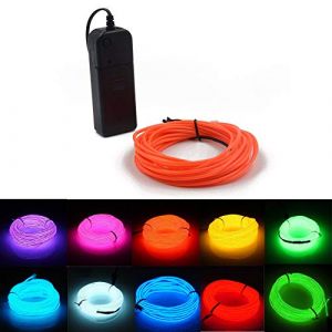 Kmruazre Fil EL Flexible Lumineux Néon Portable Alimenté par Pile - Fil Électroluminescent Haute Luminosité pour Décoration de Fête de Noël (3m/9ft, Orange) (Kmruazre-fr, neuf)