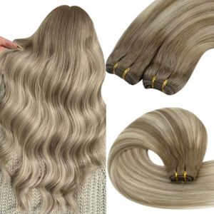YoungSee Extension de Cheveux Tissage Ombre 18 Pouces Tissage Cheveux Humain Brun Cendre avec Blond Balayage Tissage Cheveux Lisse Ombre Tissage Naturel Cheveux Humain Lisse Vrais Ombre 100g (YoungSee Europe, neuf)