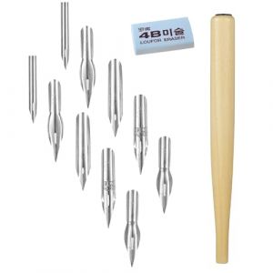 Plume Calligraphie,Porte Plume avec 10 Plumes et Gomme,Porte Plume Calligraphie,Stylo Plume Calligraphie,Plume de Calligraphie,Plumes pour Porte Plume,Kit Stylo Calligraphie pour Dessin,Manga,Écriture (LEdoudouLE, neuf)
