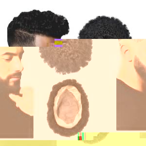 Perruques pour hommes Afro Men Toupee Human Hair Fine Indian Human Hair Wigs for Man Human Hair System Hair Topper Perruque(Straight Hair,5x7) (zhongchengwu, neuf)