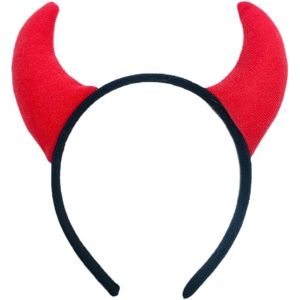 QIZHIQIAMY Serre Tete Corne Diable Halloween Serre T&ecirc;te Corne de Diable en Tissu Halloween D&eacute;guisement Effrayant Accessoire pour Enfant Adulte D&eacute;guisements de F&ecirc;te, Cosplay (Rouge) (qizhiparty, neuf)