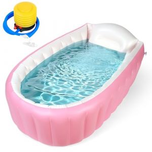 AUYAO Baignoire Gonflable pour B&eacute;b&eacute;s 0-12 Mois, Bassin Pliable Portable Anti-Glissante pour Enfant avec Pompe &agrave; Air Int&eacute;gr&eacute;e, Cuve Piscine, Baignoire de Voyage pour la Maison et les Voyages, Rose (Yadark, neuf)