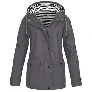 Manteau Pluie Imperméable Femme Couleur Unie Rayé Légère Pliable Kway, Coupe Vent Femme Imperméable Ciré Avec Poches Et Doublure Zippée, Veste De Pluie Vêtements Extérieur Blazer, Coupe Grande Taille (Zhiyao(Exclusif à 50%-80% réduction), neuf)
