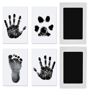 LACHT Kit Empreinte Bébé 2 Pcs Avec 4 Feuilles De Papier Cartonné Blanc Imprimé – Empreinte Main Pied Bébé Sans Encre, Clean Touch, Nouveau-Né Souvenir Cadeau, Kit Pour Empreinte Animaux (candy27seven, neuf)