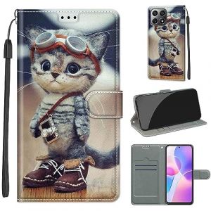 SIENIANLINE Coque pour Honor X8 4G / X30i / Play 6T Pro, Etui de T&eacute;l&eacute;phone en Cuir PU Premium avec Fermeture Magn&eacute;tique, Flip Case avec Support et 2 Fentes pour Cartes (DIKAS, neuf)