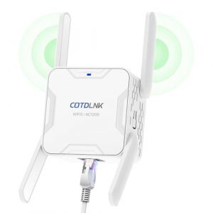 R&eacute;p&eacute;teur WiFi Puissant, COTDLNK Amplificateur WiFi 1200Mbps avec PA int&eacute;gr&eacute; Double Bande WiFi Booster 5GHz et 2,4GHz Amplificateur de Signal Internet sans Fil, Configuration Facile (Z-Go Network, neuf)