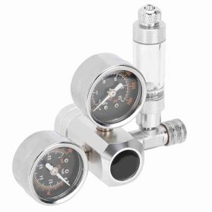Hffheer Régulateur CO2 pour Aquariums Manomètre CO2 Double Aquarium Système CO2 à Pression réglable pour Plantes Aquatiques avec Compteur de Bulles et clapet Anti-Retour(G5 / 8) (Minnyan, neuf)