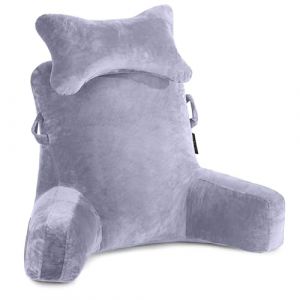 SLIGUY Coussin de Lecture Extra Large de 31IN Coussin de Repos avec Rouleau de Cou Amovible et Accoudoirs pour S'asseoir dans Le lit ou Le Dossier du Canap&eacute; Coussin de Lecture pour Lire, Gris (Mskyo, neuf)